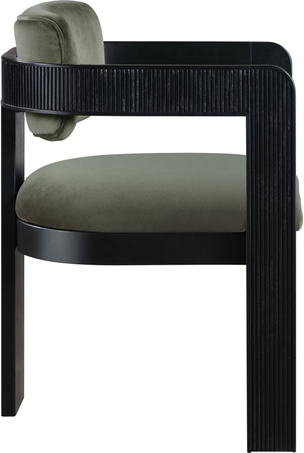 Sacha Velvet Upholstered Dining Chair in Green, Set of 2 - 11095Green-C