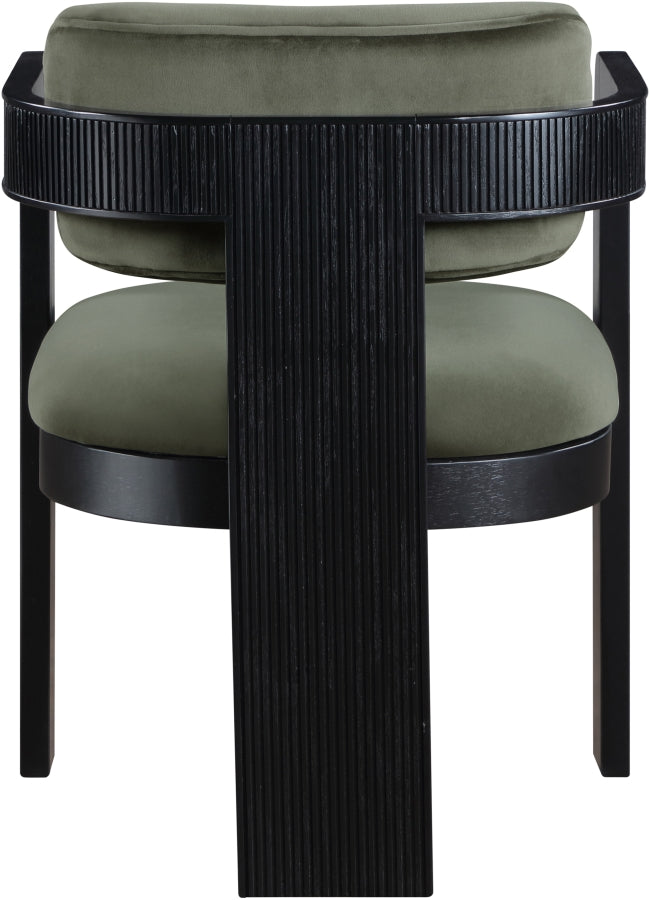 Sacha Velvet Upholstered Dining Chair in Green, Set of 2 - 11095Green-C