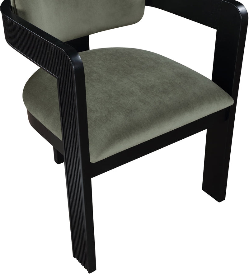 Sacha Velvet Upholstered Dining Chair in Green, Set of 2 - 11095Green-C