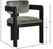 Sacha Velvet Upholstered Dining Chair in Green, Set of 2 - 11095Green-C