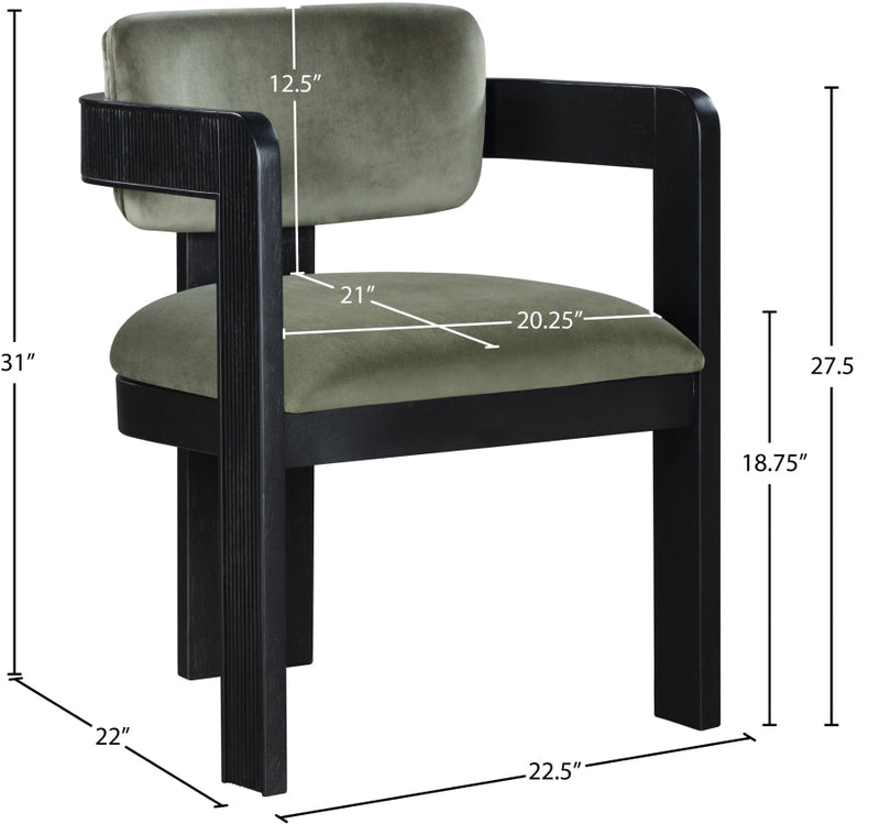 Sacha Velvet Upholstered Dining Chair in Green, Set of 2 - 11095Green-C