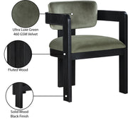 Sacha Velvet Upholstered Dining Chair in Green, Set of 2 - 11095Green-C