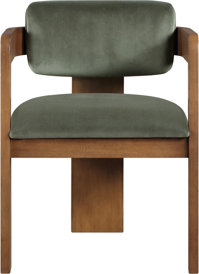 Sacha Velvet Upholstered Dining Chair in Green, Set of 2 - 11096Green-C