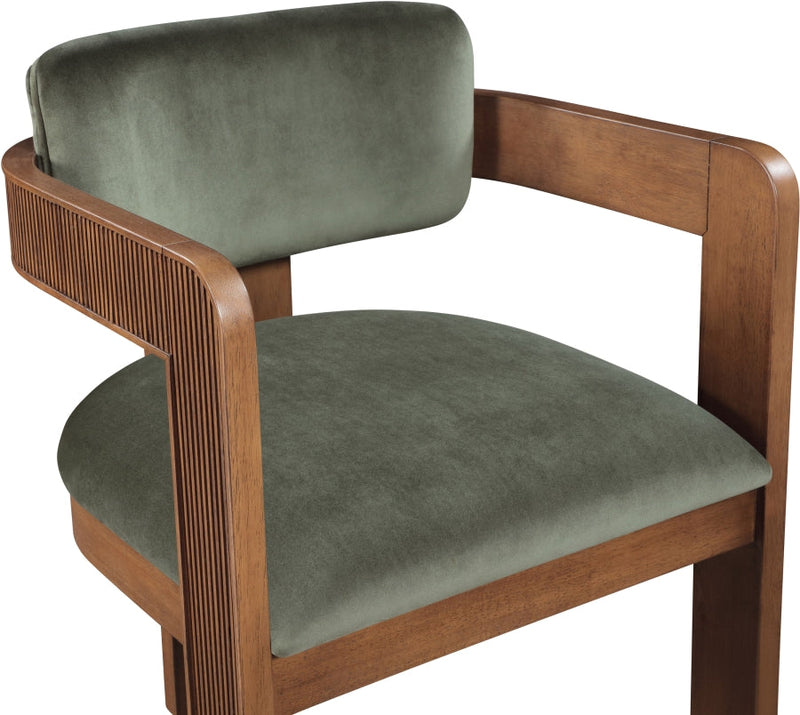 Sacha Velvet Upholstered Dining Chair in Green, Set of 2 - 11096Green-C