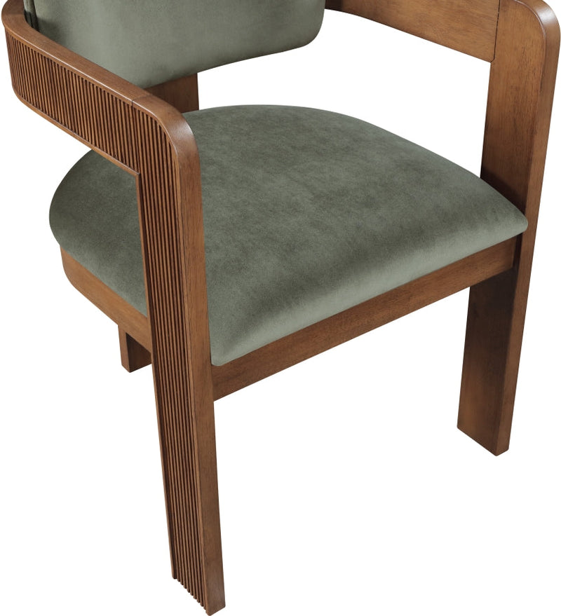 Sacha Velvet Upholstered Dining Chair in Green, Set of 2 - 11096Green-C