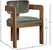 Sacha Velvet Upholstered Dining Chair in Green, Set of 2 - 11096Green-C