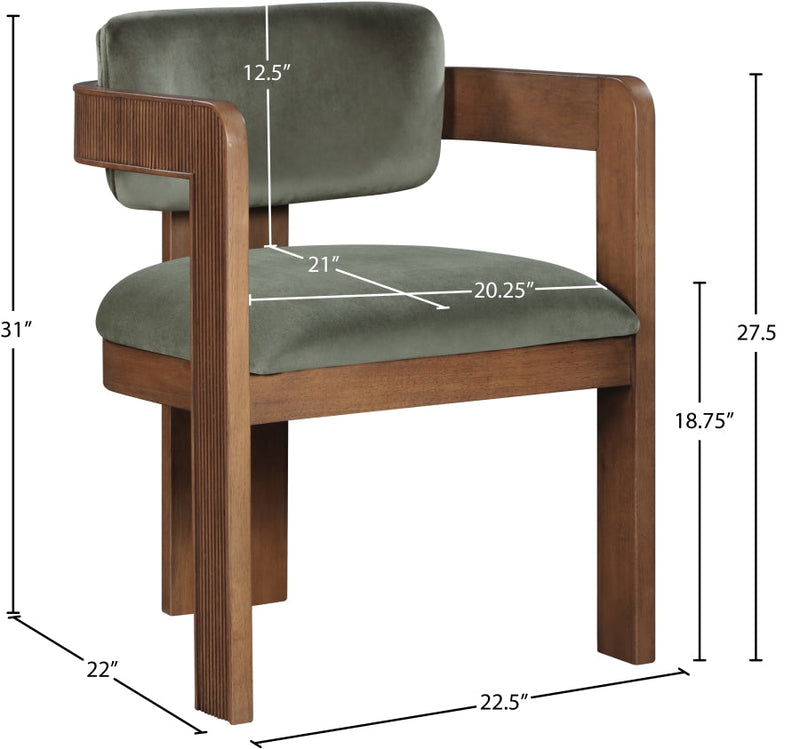 Sacha Velvet Upholstered Dining Chair in Green, Set of 2 - 11096Green-C