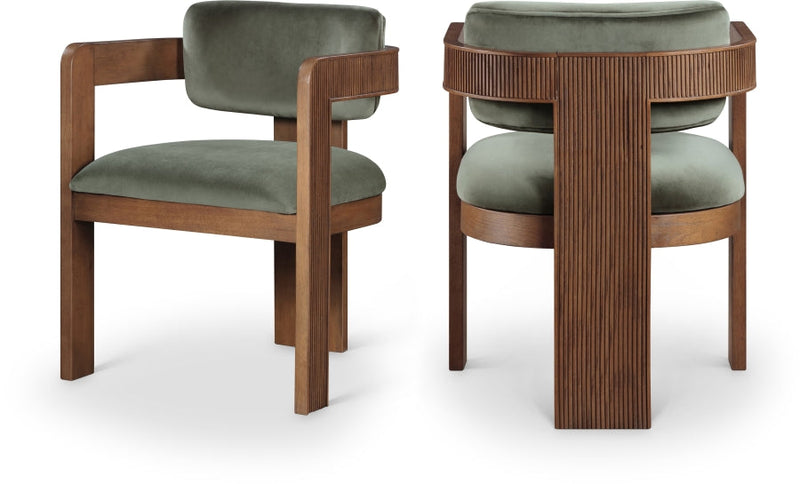 Sacha Velvet Upholstered Dining Chair in Green, Set of 2 - 11096Green-C