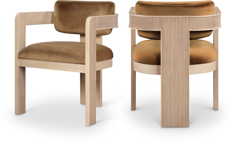 Sacha Velvet Upholstered Dining Chair in Saddle, Set of 2 - 11094Saddle-C