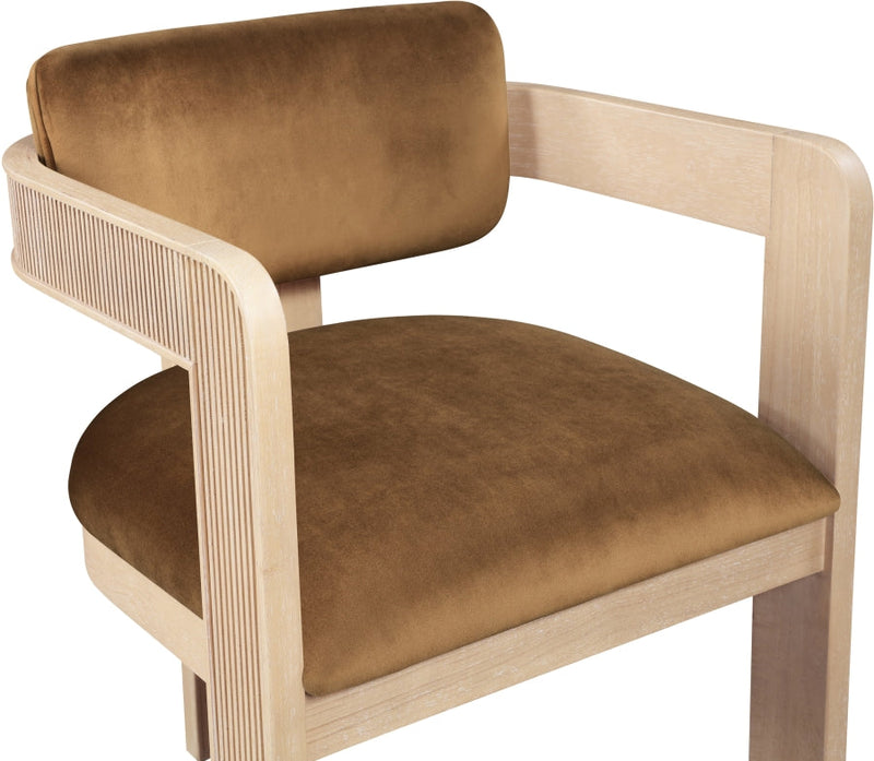 Sacha Velvet Upholstered Dining Chair in Saddle, Set of 2 - 11094Saddle-C