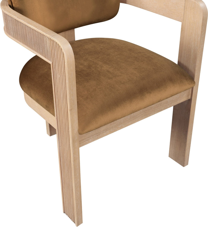 Sacha Velvet Upholstered Dining Chair in Saddle, Set of 2 - 11094Saddle-C