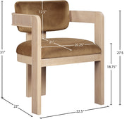 Sacha Velvet Upholstered Dining Chair in Saddle, Set of 2 - 11094Saddle-C