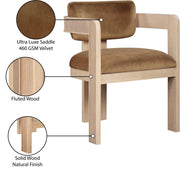 Sacha Velvet Upholstered Dining Chair in Saddle, Set of 2 - 11094Saddle-C