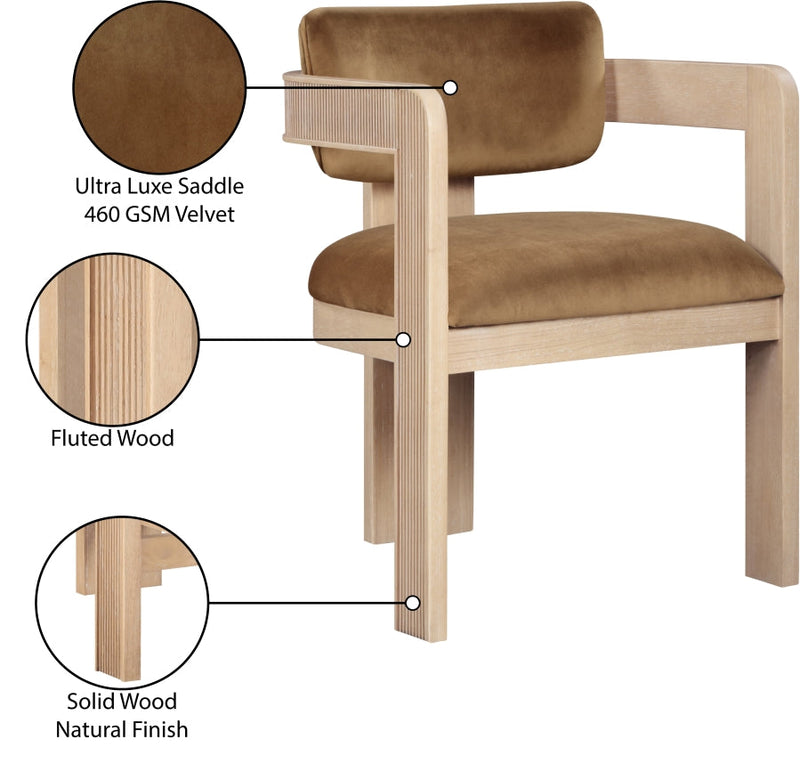 Sacha Velvet Upholstered Dining Chair in Saddle, Set of 2 - 11094Saddle-C