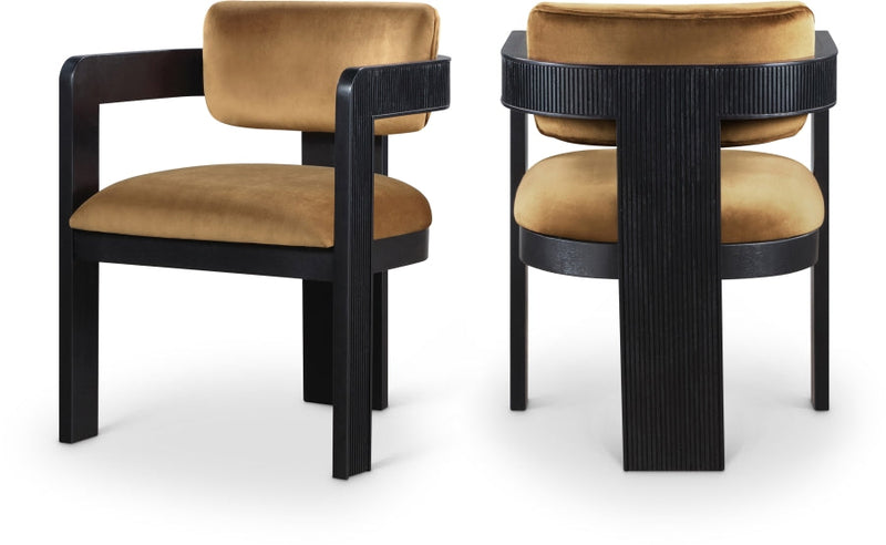 Sacha Velvet Upholstered Dining Chair in Saddle, Set of 2 - 11095Saddle-C