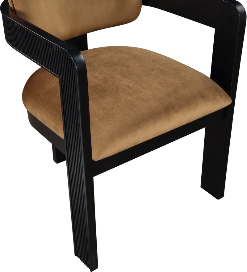 Sacha Velvet Upholstered Dining Chair in Saddle, Set of 2 - 11095Saddle-C