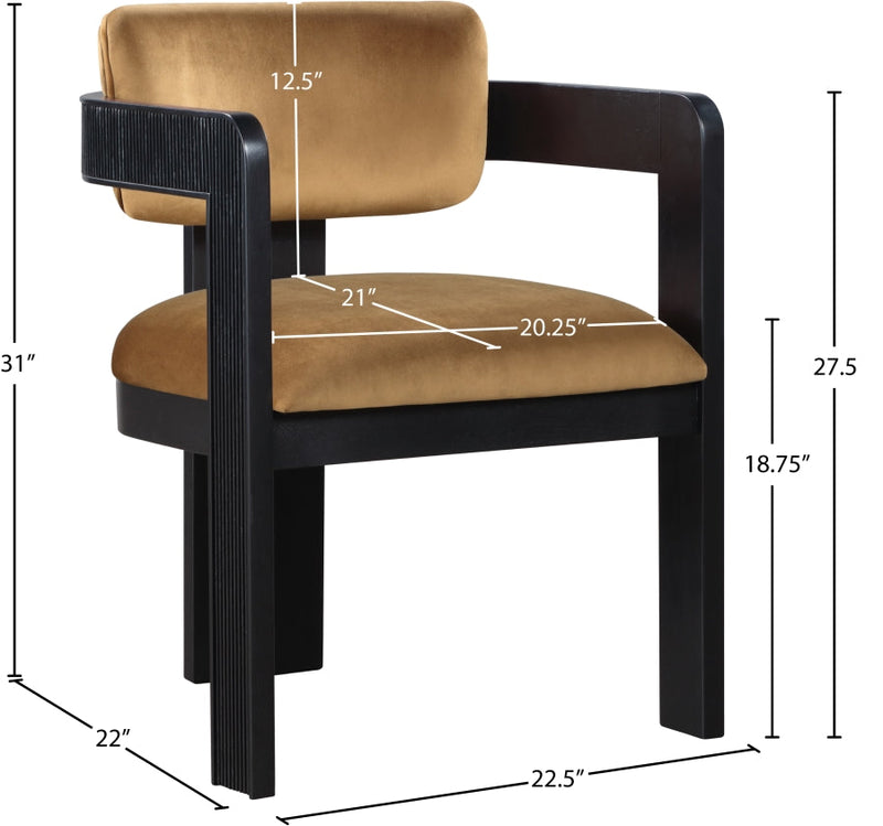 Sacha Velvet Upholstered Dining Chair in Saddle, Set of 2 - 11095Saddle-C
