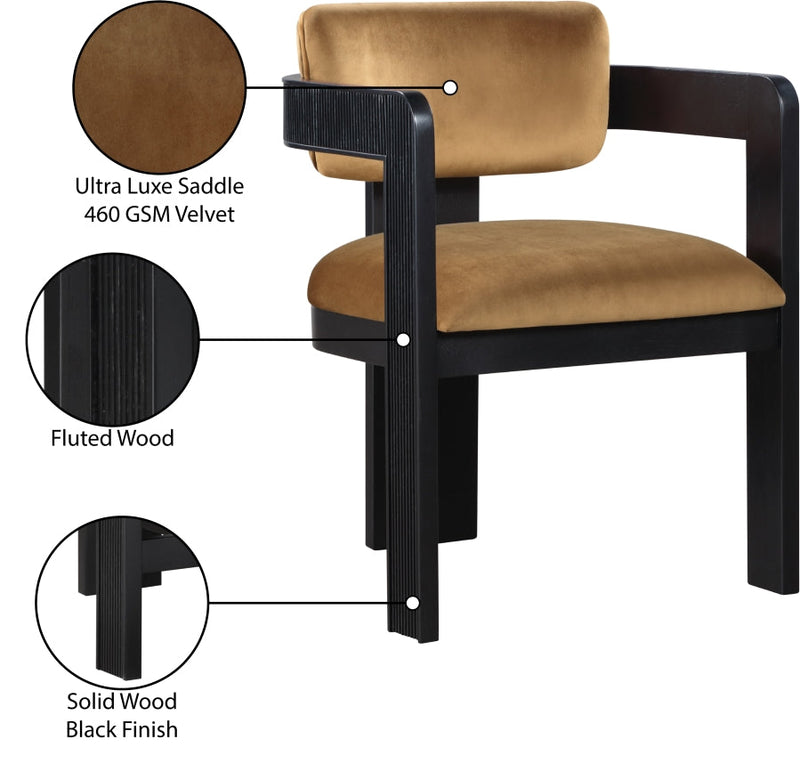 Sacha Velvet Upholstered Dining Chair in Saddle, Set of 2 - 11095Saddle-C