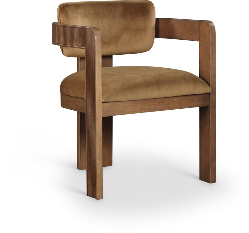 Sacha Velvet Upholstered Dining Chair in Saddle, Set of 2 - 11096Saddle-C