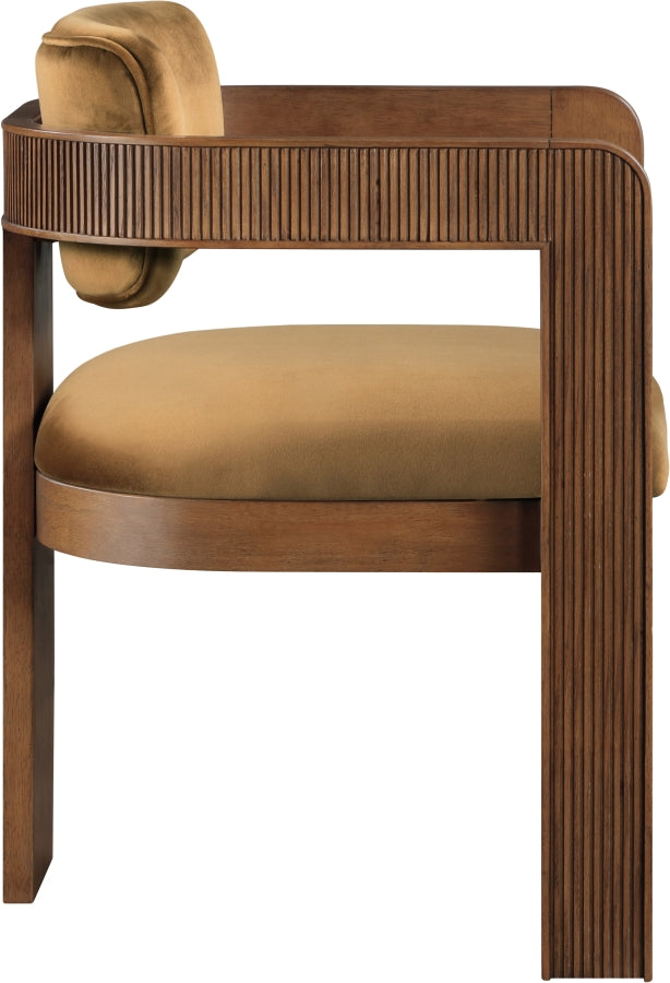 Sacha Velvet Upholstered Dining Chair in Saddle, Set of 2 - 11096Saddle-C