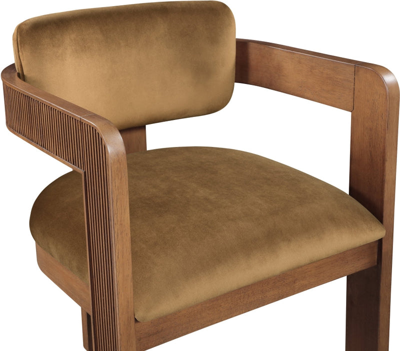 Sacha Velvet Upholstered Dining Chair in Saddle, Set of 2 - 11096Saddle-C