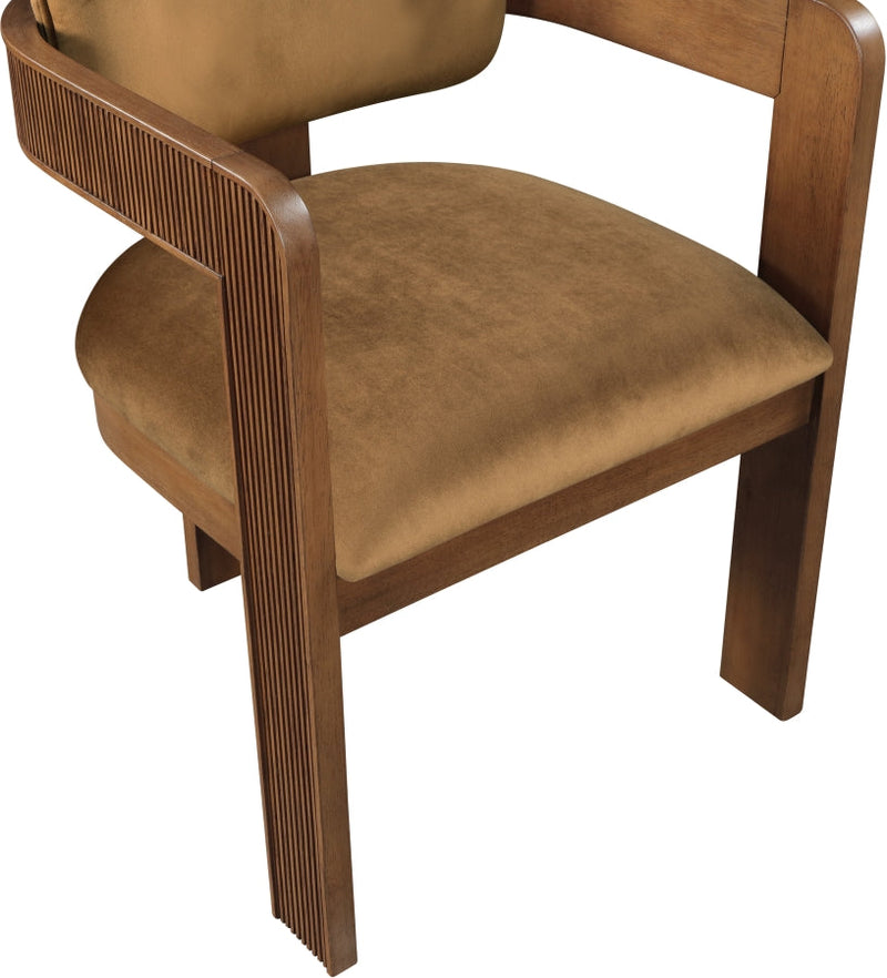 Sacha Velvet Upholstered Dining Chair in Saddle, Set of 2 - 11096Saddle-C