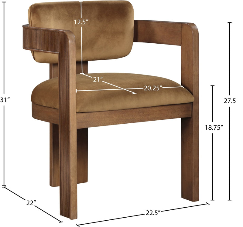Sacha Velvet Upholstered Dining Chair in Saddle, Set of 2 - 11096Saddle-C