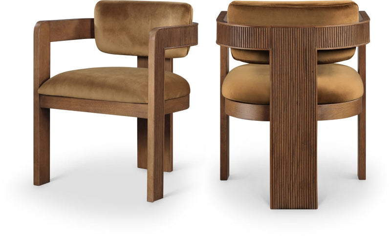 Sacha Velvet Upholstered Dining Chair in Saddle, Set of 2 - 11096Saddle-C