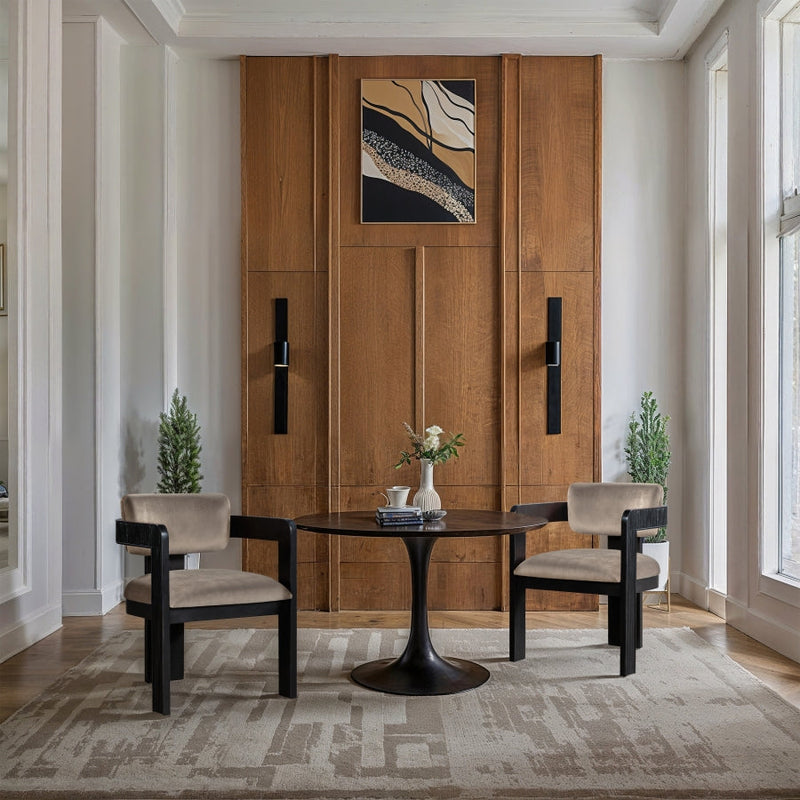 Sacha Velvet Upholstered Dining Chair in Taupe, Set of 2 - 11095Taupe-C