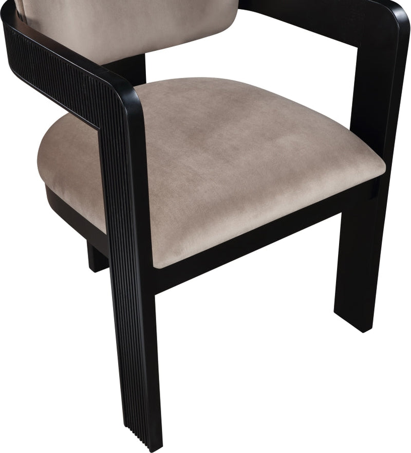 Sacha Velvet Upholstered Dining Chair in Taupe, Set of 2 - 11095Taupe-C
