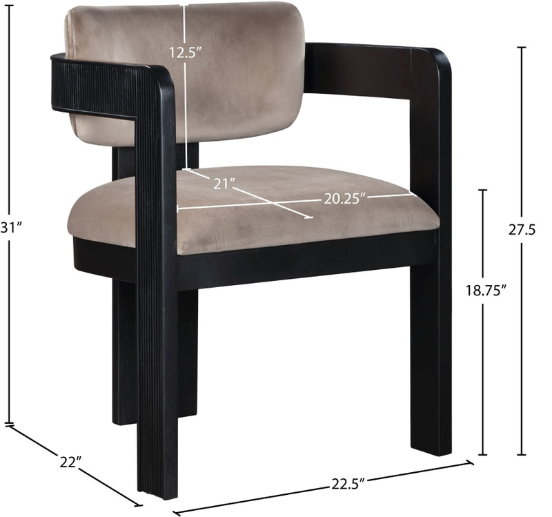 Sacha Velvet Upholstered Dining Chair in Taupe, Set of 2 - 11095Taupe-C