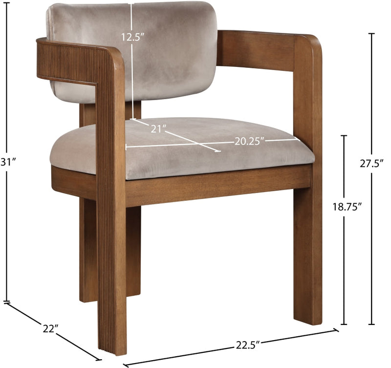 Sacha Velvet Upholstered Dining Chair in Taupe, Set of 2 - 11096Taupe-C