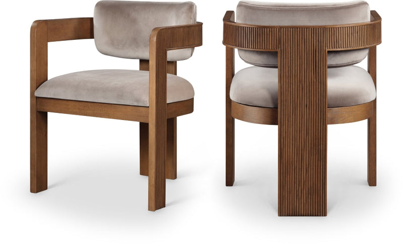 Sacha Velvet Upholstered Dining Chair in Taupe, Set of 2 - 11096Taupe-C