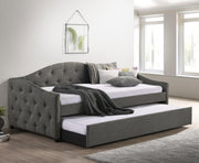 Sadie Upholstered Twin Daybed with Trundle Grey - 300638