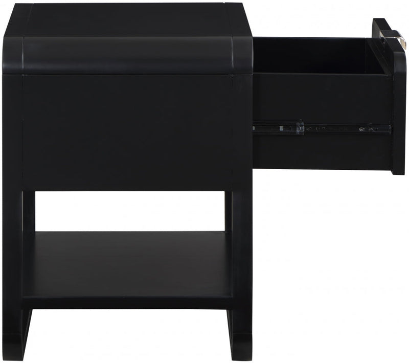 Sage Solid Wood And Natural Cane Nightstand in Black - 873Black-NS