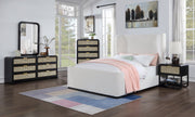 Sage Solid Wood And Natural Cane Nightstand in Black - 873Black-NS