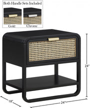 Sage Solid Wood And Natural Cane Nightstand in Black - 873Black-NS