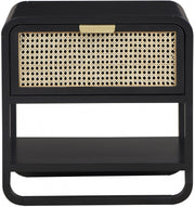 Sage Solid Wood And Natural Cane Nightstand in Black - 873Black-NS