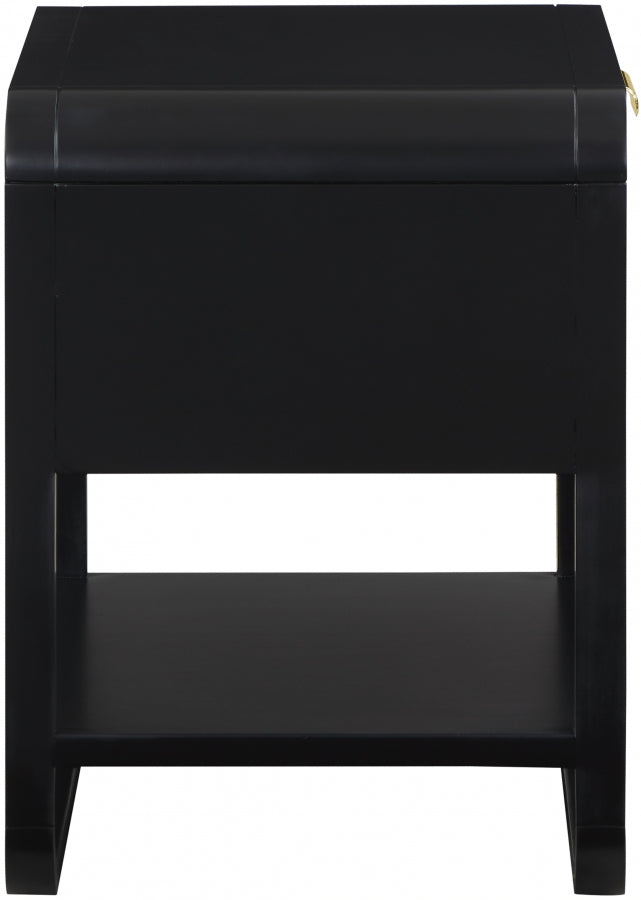 Sage Solid Wood And Natural Cane Nightstand in Black - 873Black-NS
