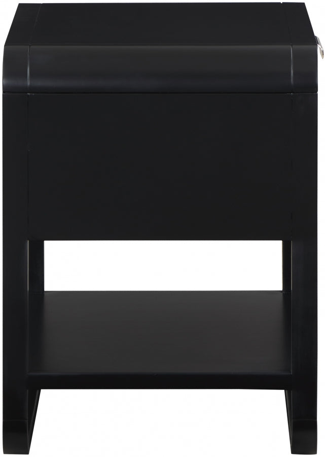 Sage Solid Wood And Natural Cane Nightstand in Black - 873Black-NS