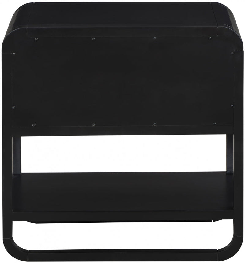 Sage Solid Wood And Natural Cane Nightstand in Black - 873Black-NS