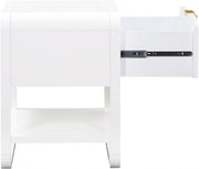 Sage Solid Wood And Natural Cane Nightstand in White - 873White-NS