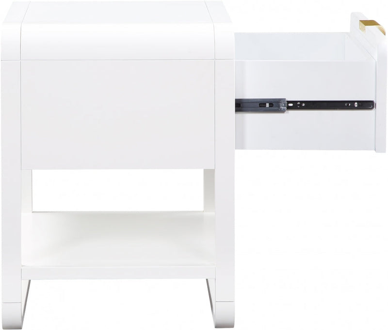 Sage Solid Wood And Natural Cane Nightstand in White - 873White-NS