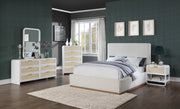 Sage Solid Wood And Natural Cane Nightstand in White - 873White-NS