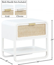 Sage Solid Wood And Natural Cane Nightstand in White - 873White-NS