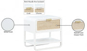Sage Solid Wood And Natural Cane Nightstand in White - 873White-NS