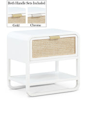 Sage Solid Wood And Natural Cane Nightstand in White - 873White-NS