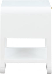 Sage Solid Wood And Natural Cane Nightstand in White - 873White-NS