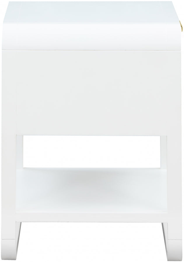 Sage Solid Wood And Natural Cane Nightstand in White - 873White-NS