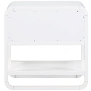 Sage Solid Wood And Natural Cane Nightstand in White - 873White-NS